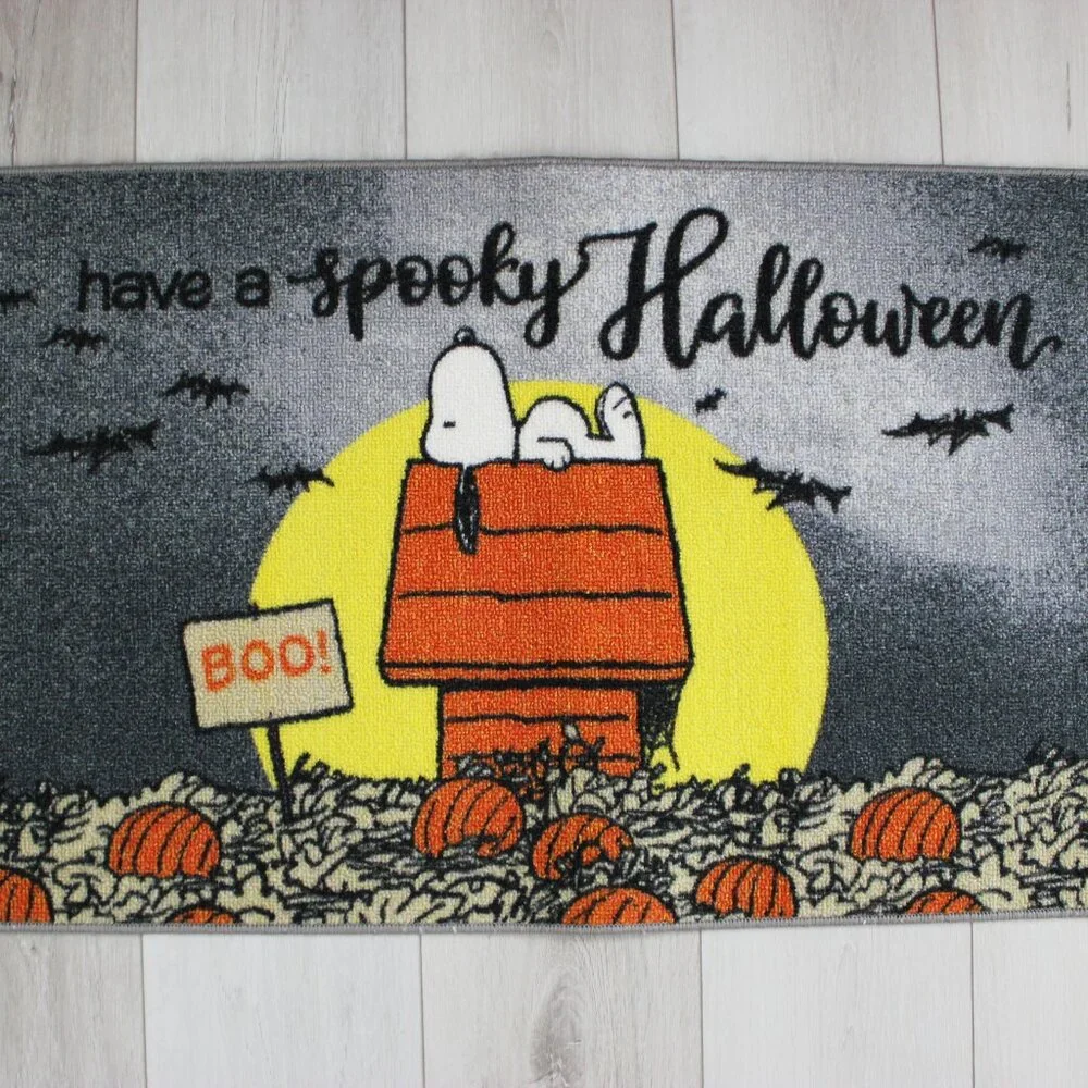 Peanuts Snoopy Have a Spooky Halloween Black Accent Rug Doormat 19.5